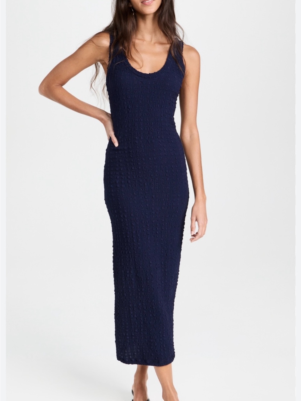 Enza Costa Boucle Knit Maxi Dress Navy-NWOT
